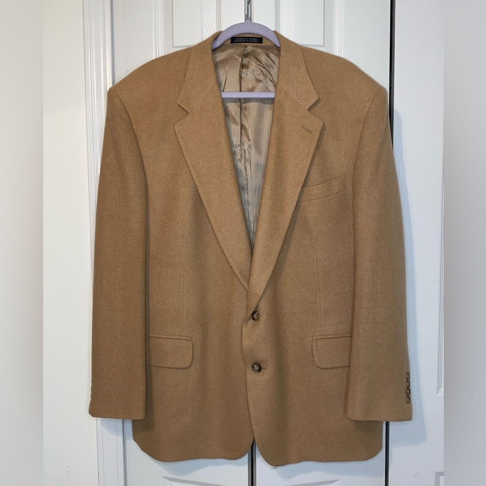Stafford Beige brown tan blazer mens 100% camel hair size 48R soft stunn…